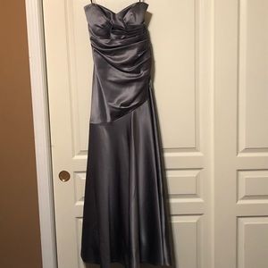 Charcoal grey strapless gown size 4